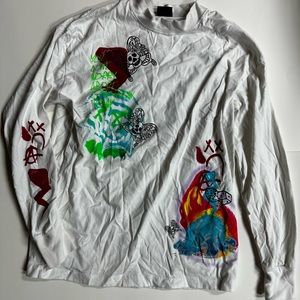 VITRIOL long sleeve crew neck white graphic shirt